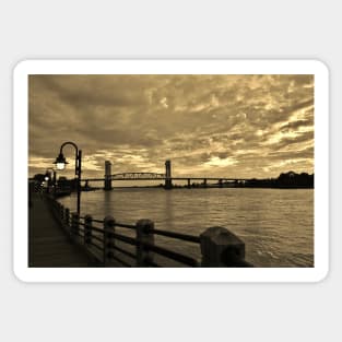 Riverfront At Dusk Sticker